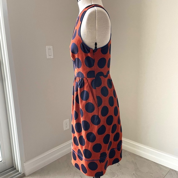 ANTHROPOLOGIE Maeve Dress Rokin Polka Dot Sleeveless Cross-Back Blue Orange Sz 4 - Picture 3 of 16